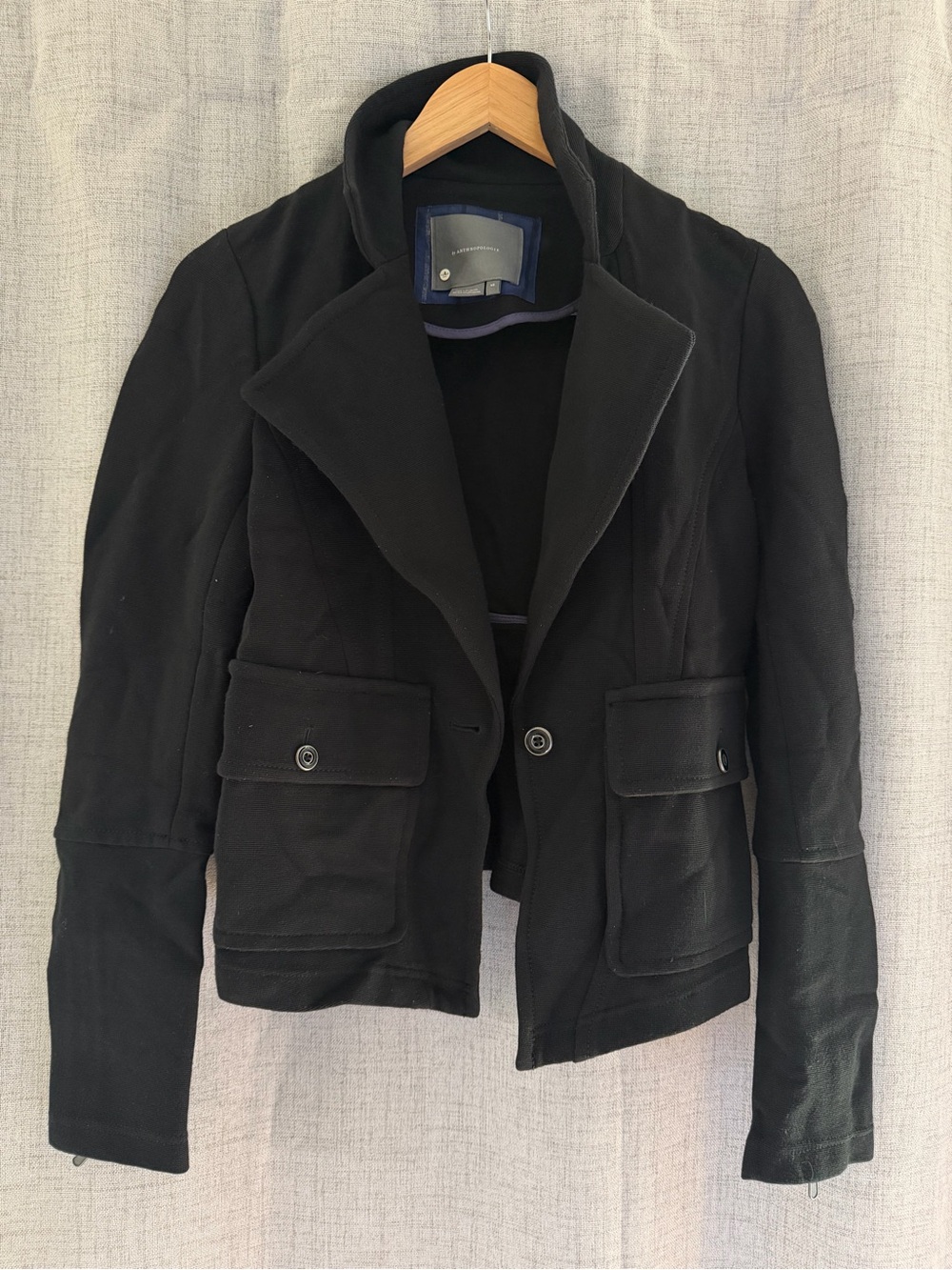 Anthropologie Black Fitted Blazer with Flap Pockets